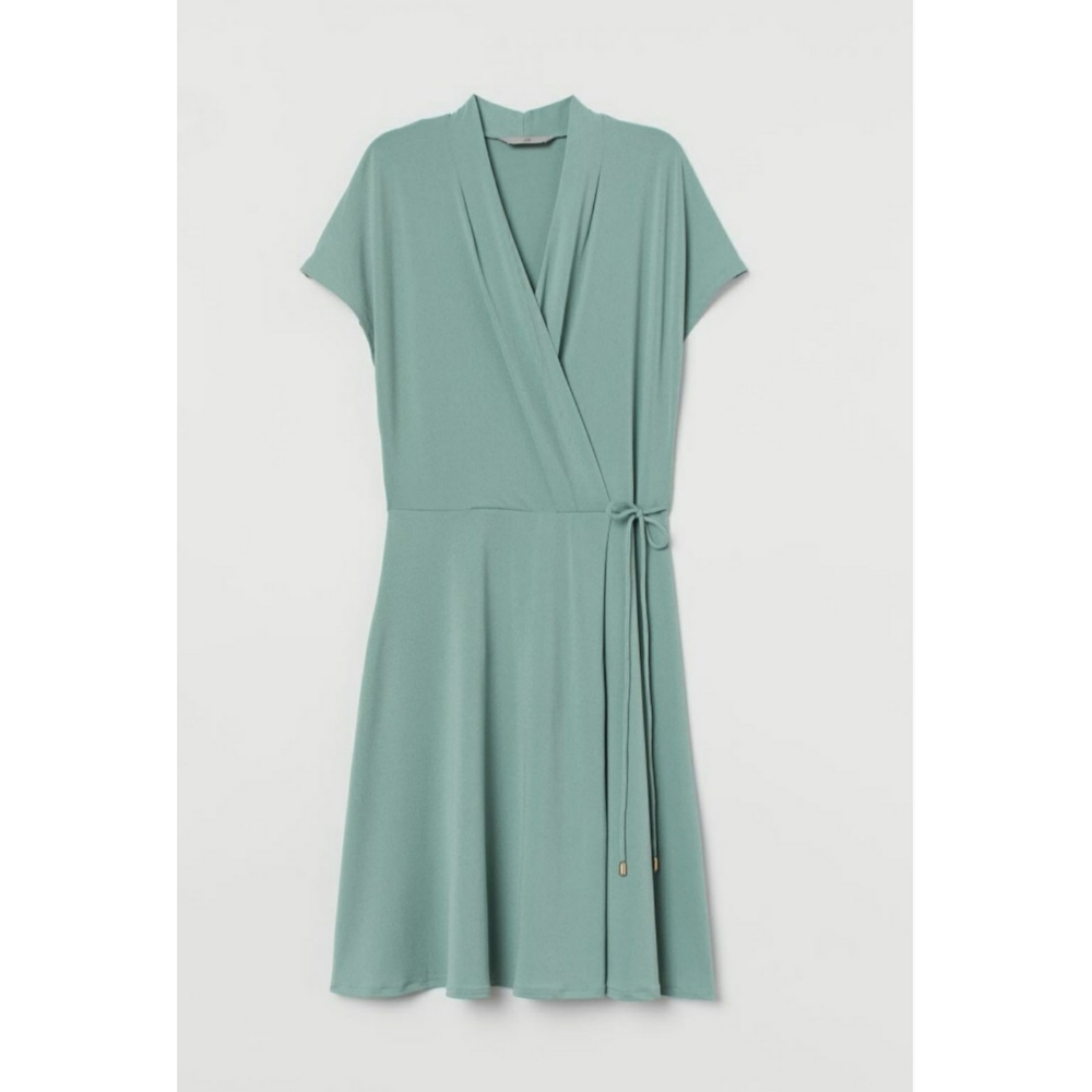 Wrap-Front Short Sleeve Dress